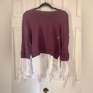 New York & Co, Purple Layered Sweater with Button Up, Large, New